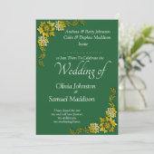 Add Guest Name Purple Emerald Green & Gold Wedding Kaart (Staand voorkant)