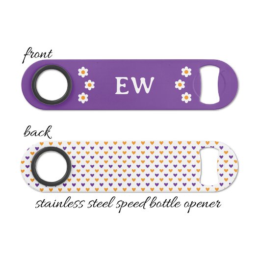Add initials purple and orange speed flessenopener