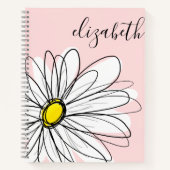 Add Jouw naam Whimsical Daisy KAN kleur bewerken Notitieboek (Voorkant)