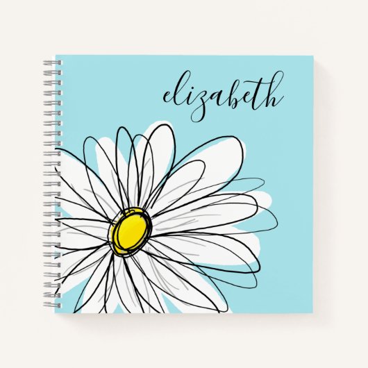 Add Jouw naam Whimsical Daisy KAN kleur bewerken Notitieboek (Voorkant)