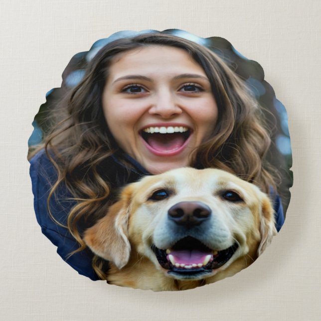 Add Labrador Retriever Photo Personalize Rond Kussen (Voorkant)