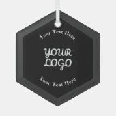 Add Logo Bewerkbaar zwart Glas Ornament (Voorkant)