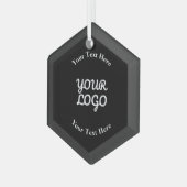 Add Logo Bewerkbaar zwart Glas Ornament (Voorkant links)