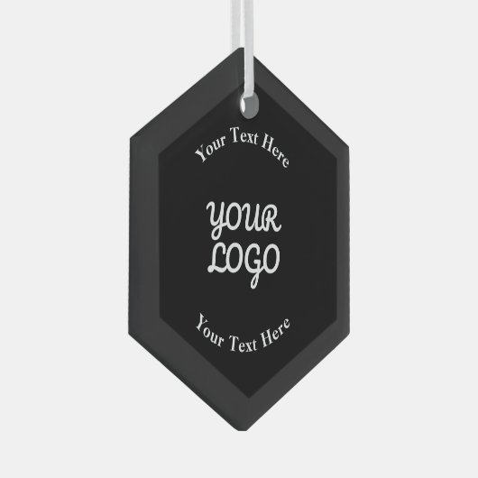 Add Logo Bewerkbaar zwart Glas Ornament (Voorkant Rechts)