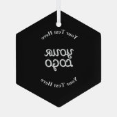 Add Logo Bewerkbaar zwart Glas Ornament (Achterkant)