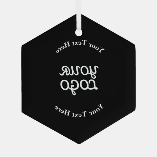 Add Logo Bewerkbaar zwart Glas Ornament (Achterkant)