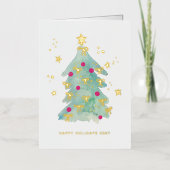 Add Logo Christmas Tree Ribbons Pink Business Folie Feestdagenkaart (Voorkant)