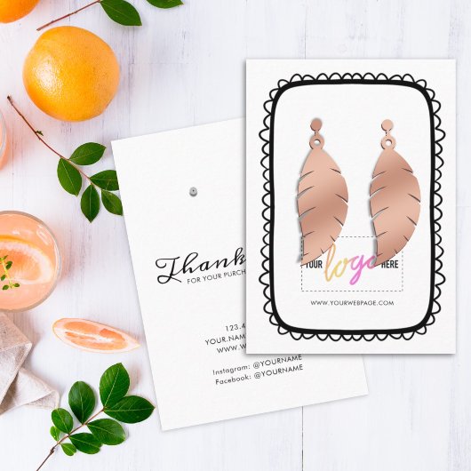 Add Logo Hand Drawn Frame Earrings Display Card 02 Visitekaartje