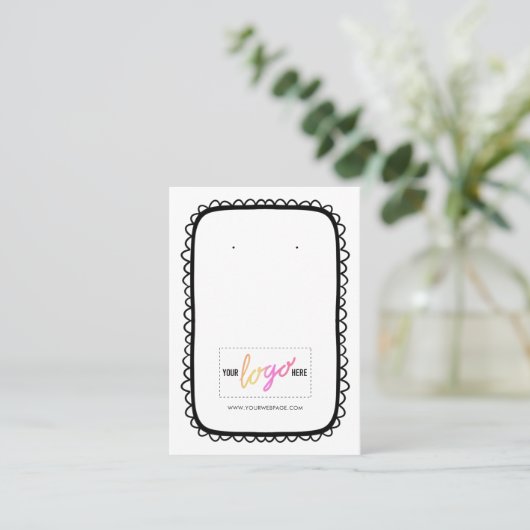 Add Logo Hand Drawn Frame Earrings Display Card 02 Visitekaartje (Staand voorkant)