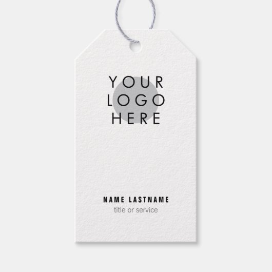 Add Logo Minimalist Black White Business Card Cadeaulabel (Voorkant)