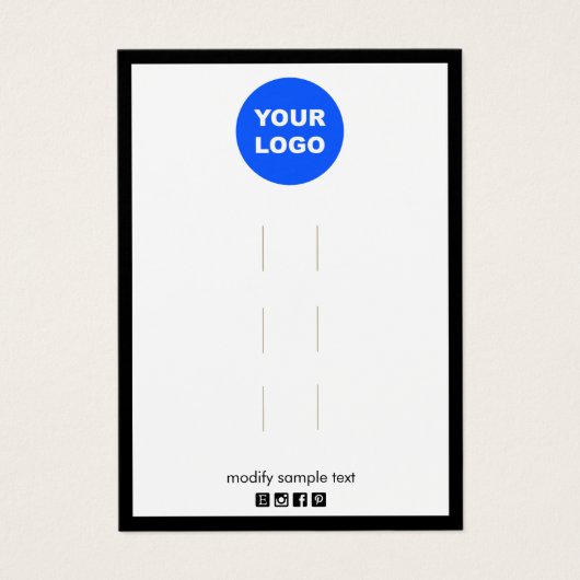 Add Logo Multiple 3 Hair Clip Display Holder Visitekaartje (Voorkant)