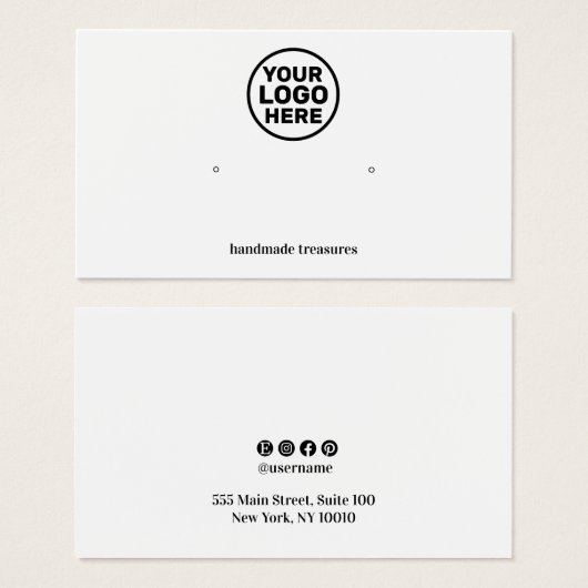 Add Logo Plain White Earring Display Visitekaartje (Voorkant /achterkant)