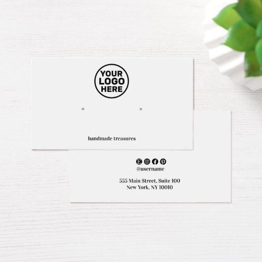 Add Logo Plain White Earring Display Visitekaartje (Bureau)