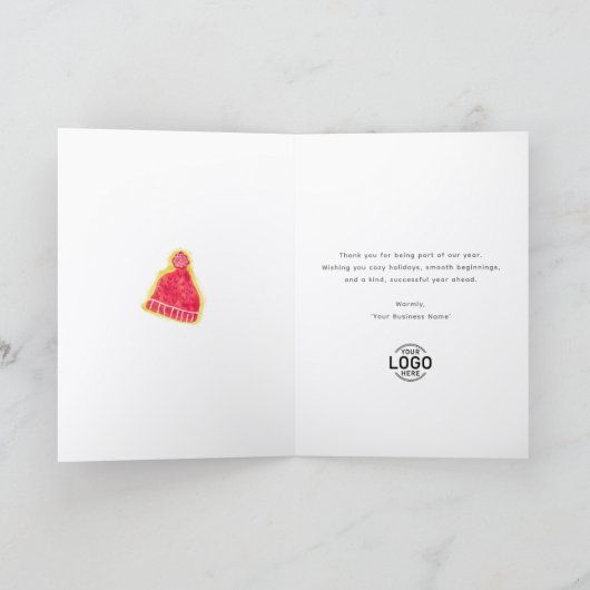 Add Logo Whimsical Warm Cozy Season Business Feestdagen Kaart (Binnen)