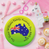 Add Naam Jaar, Australia Day Green Gold voor BBQ 9 Papieren Bordje (Feest)
