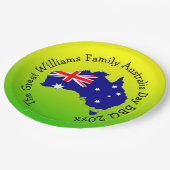 Add Naam Jaar, Australia Day Green Gold voor BBQ 9 Papieren Bordje (Gekanteld)