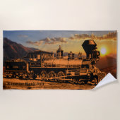 Add Naam Personaliseer Stoomtrein Sunset CPRR 229 Strandlaken (Voorkant)