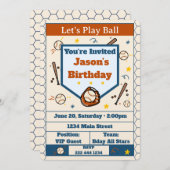Add Name - Baseball Birthday Invitation for Boys (Voorkant / Achterkant)