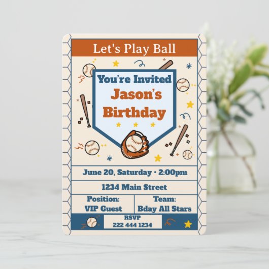 Add Name - Baseball Birthday Invitation for Boys (Staand voorkant)