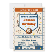 Add Name - Baseball Birthday Invitation for Boys
