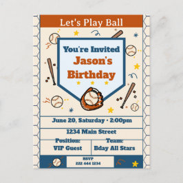 Add Name - Baseball Birthday Invitation for Boys Uitnodiging Briefkaart