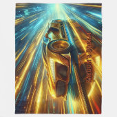 Add Name Change Text, Golden Racing Car  Fleece Deken (Voorkant)