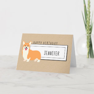 Add Name   Corgi Birthday Card Feestdagen Kaart