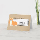 Add Name | Corgi Birthday Card Feestdagen Kaart (Voorkant)