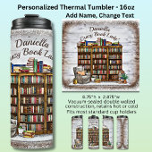Add Name, Crazy Book Lady, Bookshelf Chair  Thermosbeker