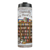 Add Name, Crazy Book Lady, Bookshelf Chair  Thermosbeker (Voorkant)