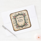 Add Name Ex Libris Vintage Book Vierkante Sticker (Envelop)