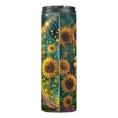 Add Name, Lady Reading in Glow with Sunflowers  Thermosbeker (Achterkant)