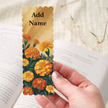 Add Name Marigolds October Birth Flower Bookmark