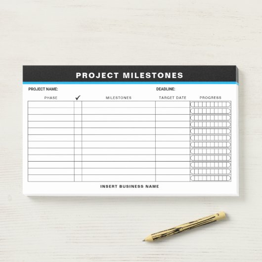 Add Name Project Milestones Tracker Sticky Notes (Op bureau)