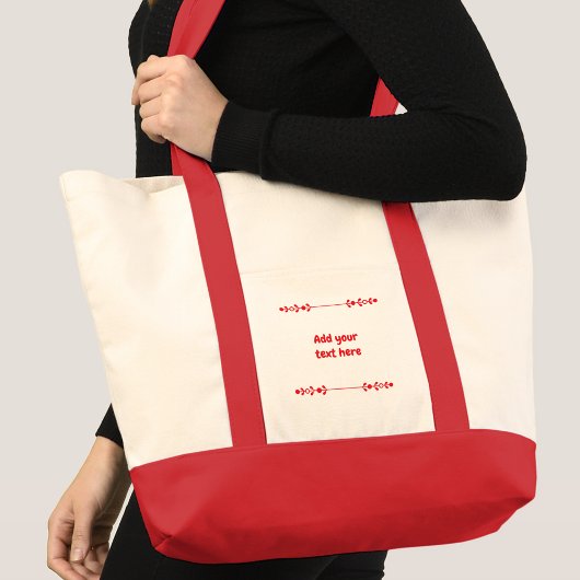 Add name red text tote bag