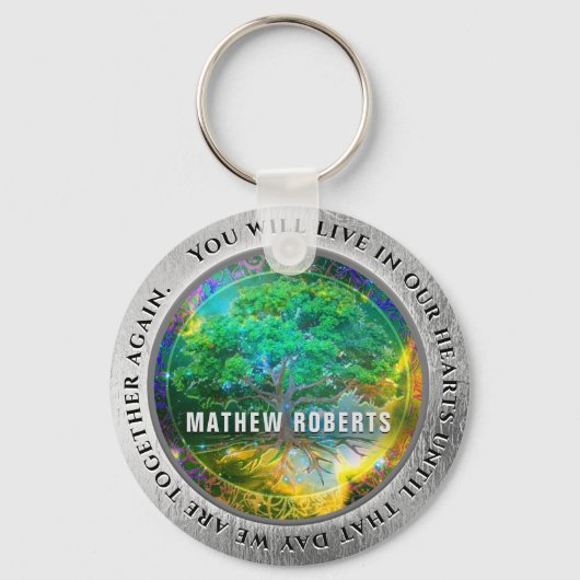 Add Name Silver Memorial Tree of Life Sleutelhanger (Achterkant)