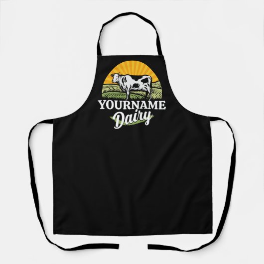 ADD NAME Sunset Dairy Farm Grazing Holstein Koe Schort (Voorkant)