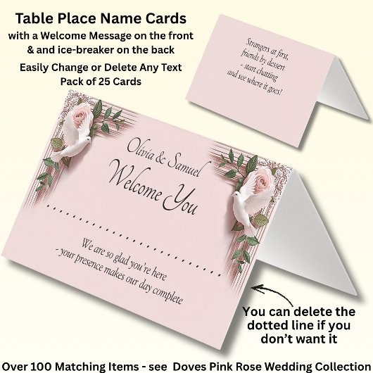Add Name - Table Place Card - with Messages  Kaart