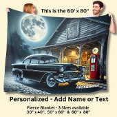 Add Name Text, Classic Car in Moonlight Fleece Deken