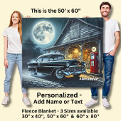 Add Name Text, Classic Car in Moonlight Fleece Deken