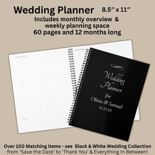 Add Names & Date Black & White with Infinity  Planner