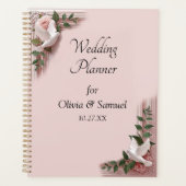 Add Names & Date Pink Roses & Doves Wedding Planner (Voorkant)