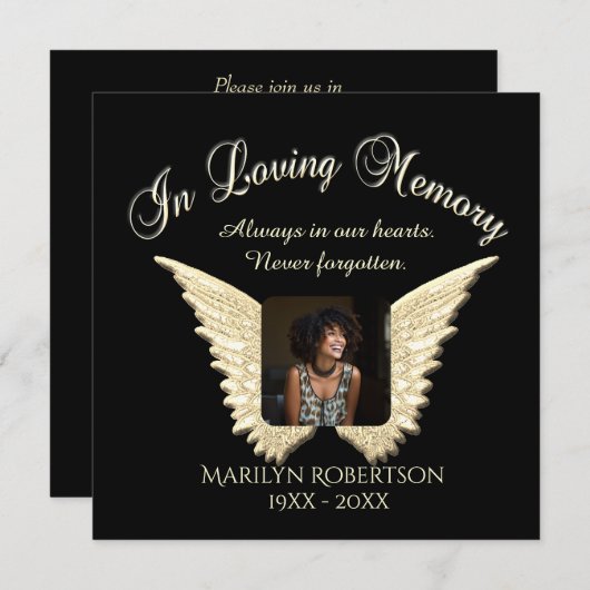 Add Photo Custom Memorial Invitation Kaart (Voorkant / Achterkant)
