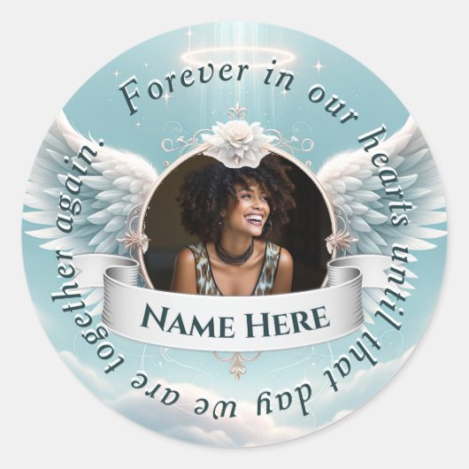 Add Photo Custom Memorial Ronde Sticker (Voorkant)