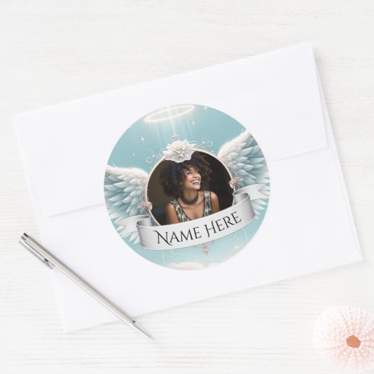 Add Photo Custom Memorial Ronde Sticker (Envelop)