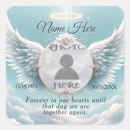 Add Photo Custom Memorial Vierkante Sticker (Voorkant)