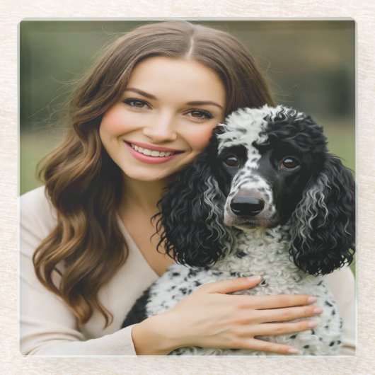 Add Poddle Photo Personalize Customize Glazen Onderzetter (Voorkant)