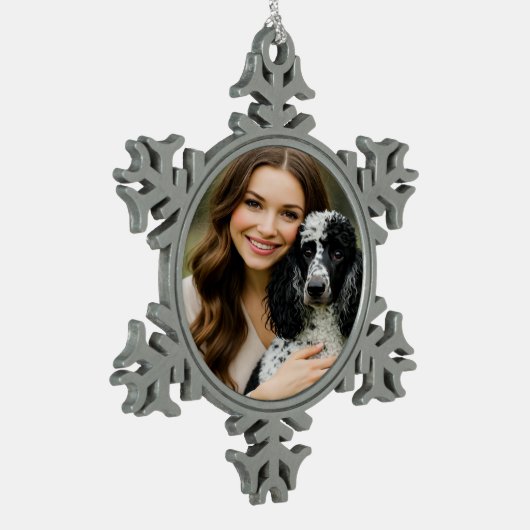 Add Poddle Photo Personalize Customize Tin Sneeuwvlok Ornament (Links)