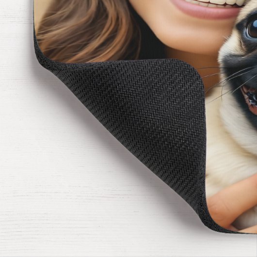 Add Pug Photo Personalize Customize Muismat (Hoek)