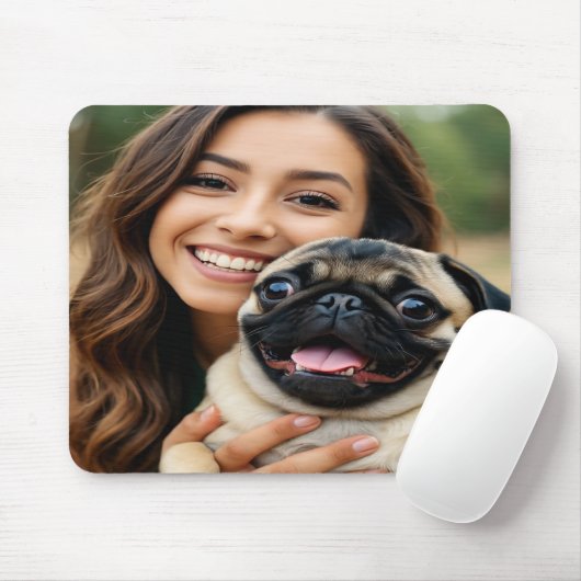 Add Pug Photo Personalize Customize Muismat (Met muis)